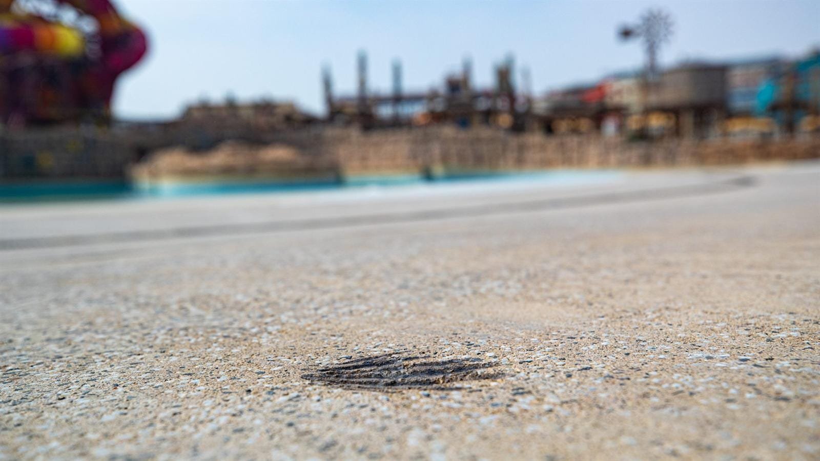 Close detail of Exposed Plus exposed aggregate decorative concrete at Meryal Waterpark, Lusail